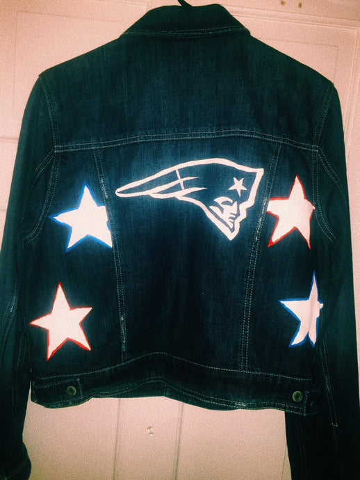 Hand Painted Patriots Denim Jacket - Color Stars